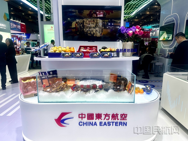 NEO东航物流的产地直达生鲜亮相展会的东航展台-东航物流供图